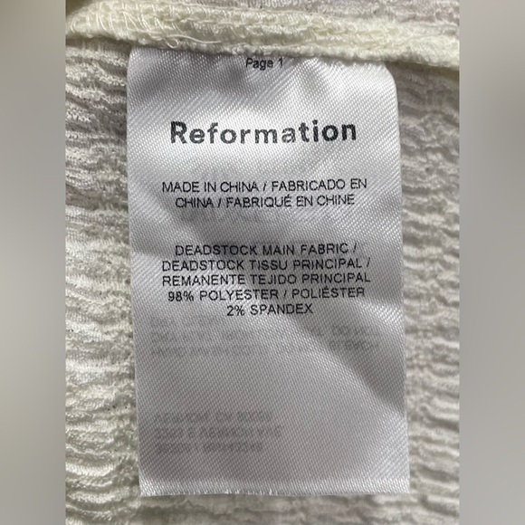 Reformation Cream Textured Wide Leg Pants XS Elastic Waist Casual‎ Minimalist - Picture 8 of 9